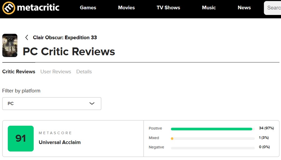 [클레르 옵스퀴르: 33 원정대] 메타크리틱 등재_1.png