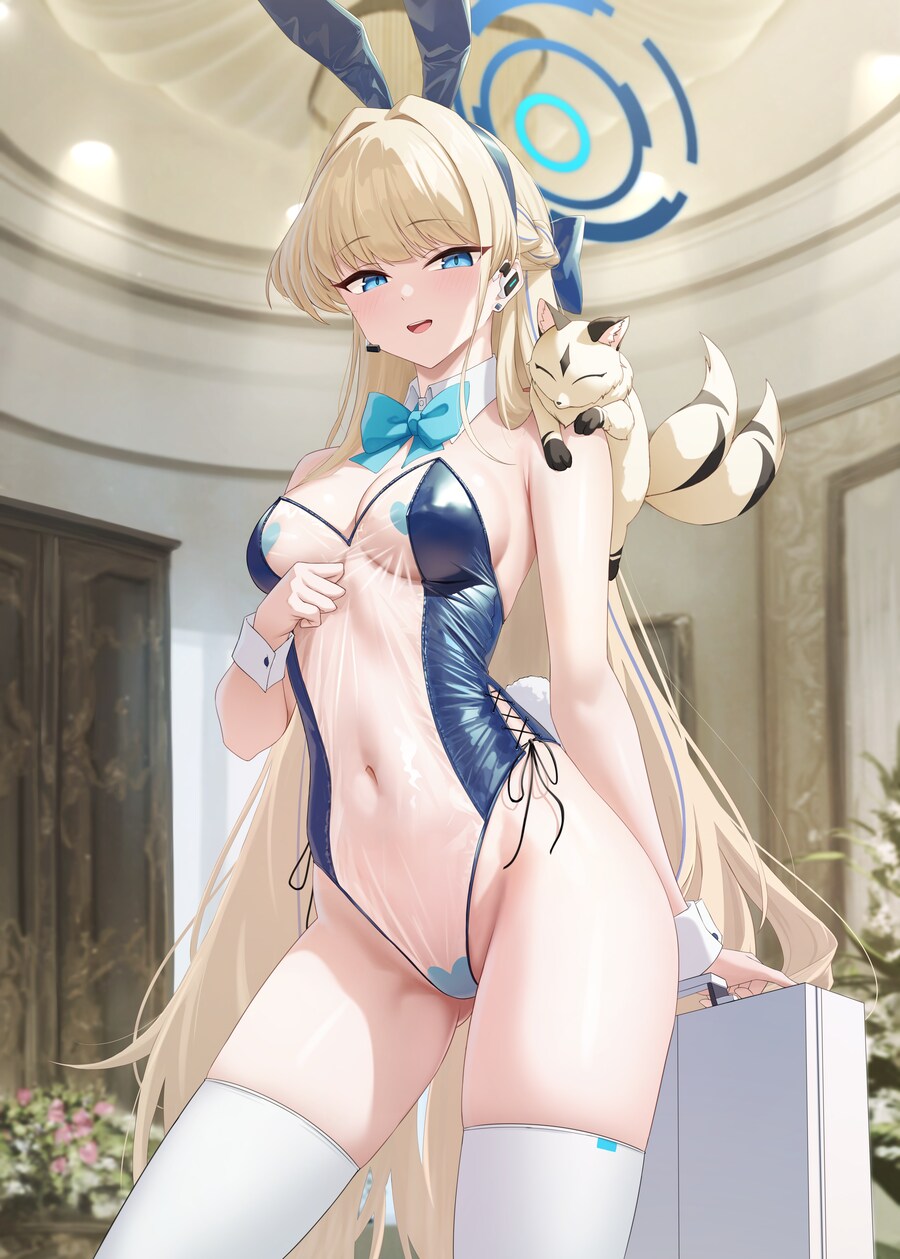 블루아카) 자랑) 토키 커미션 팬아트 02. 투명 바니걸과 키라라._1.png