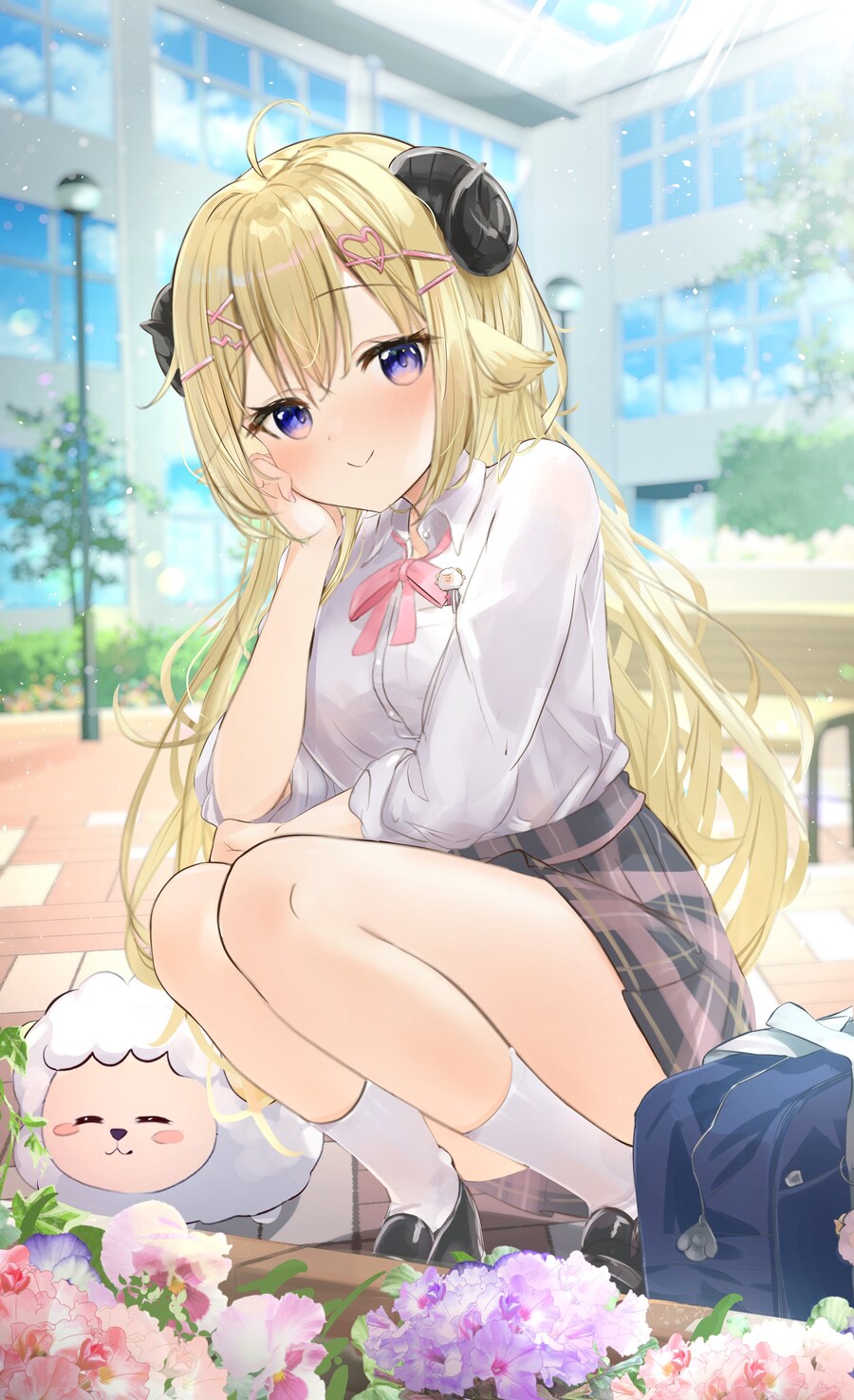 버튜버) 앉아서 꽃구경하는 와타메_1.jpg