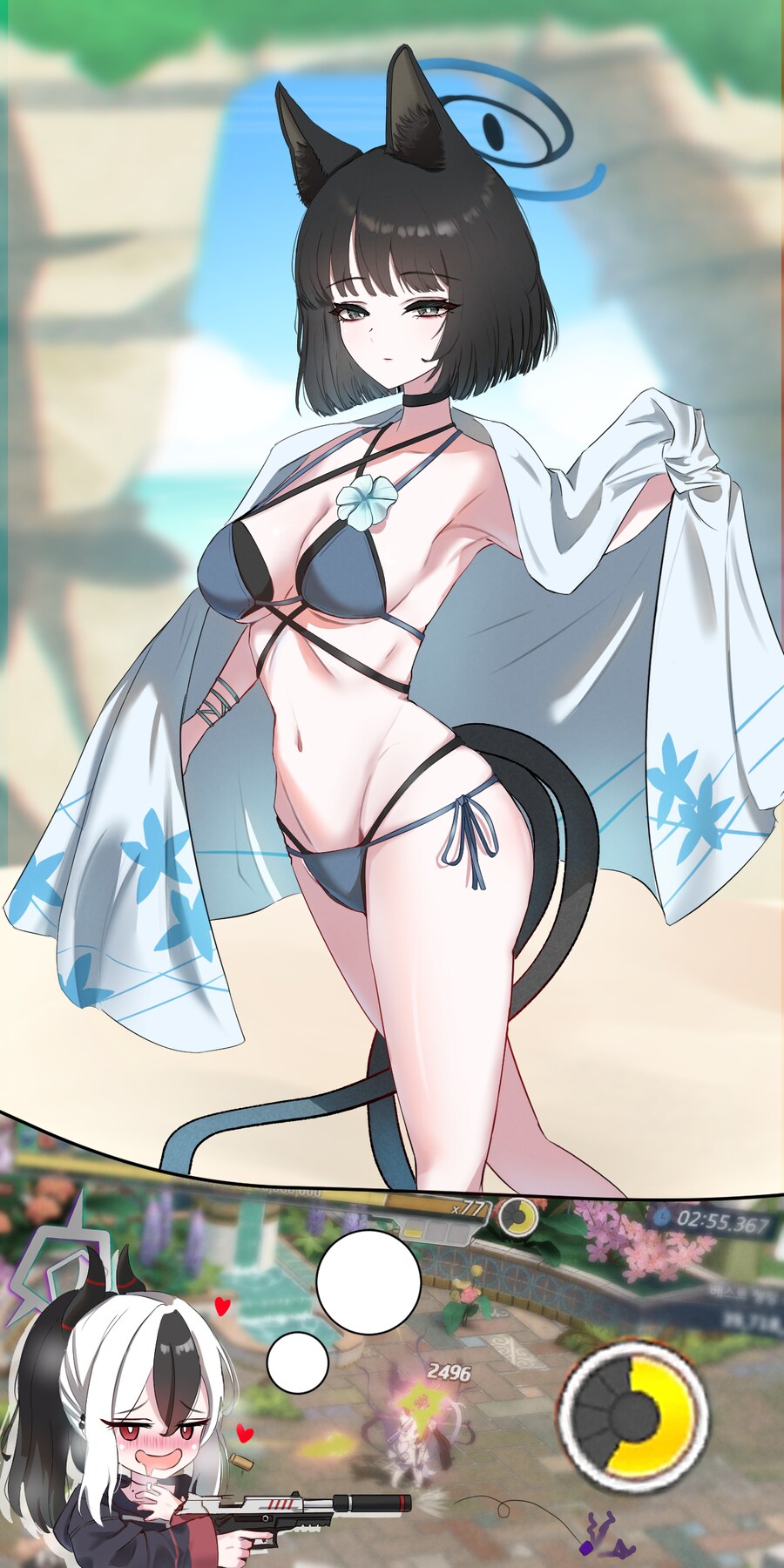 블루아카) ?? : 뭣? 고양이가 수영복을 입고있다고???_1.png