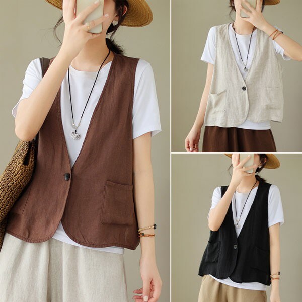 [네이버] ★핫딜★ 여성여름조끼 나시 빅사이즈 루즈핏 린넨 (22,960)_1.jpg