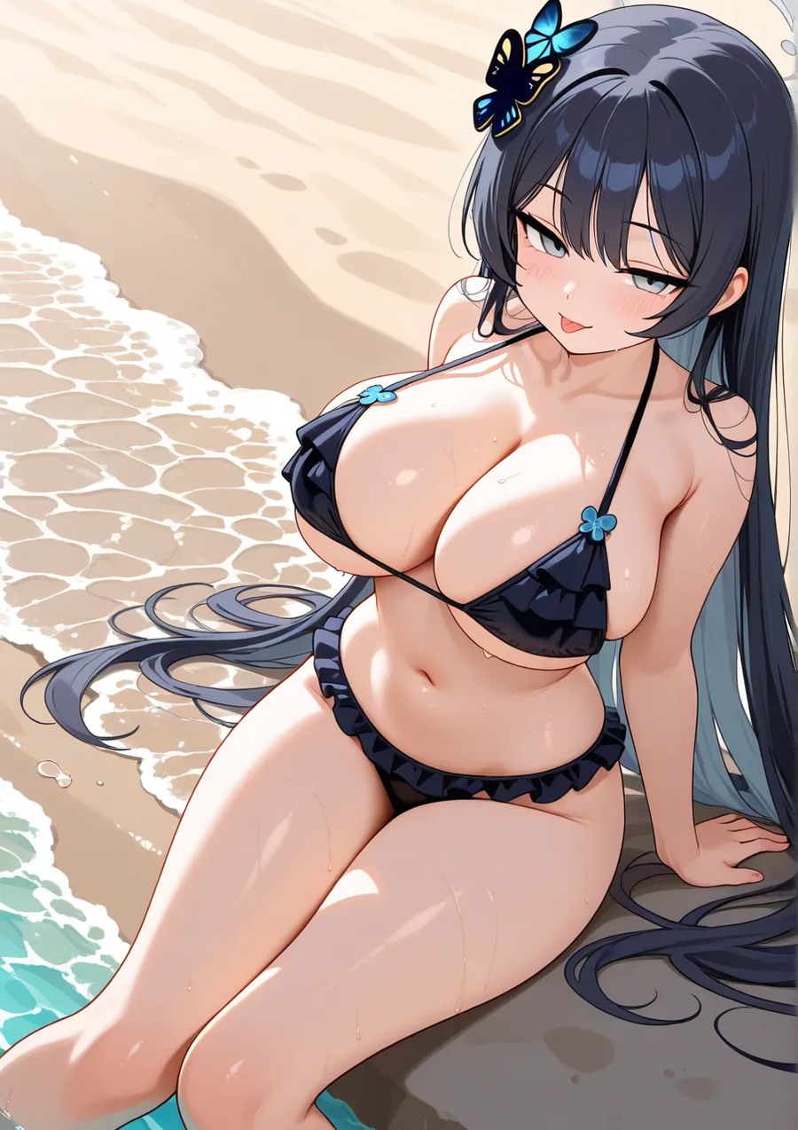 블루아카,ai) 긴 생머리, 검은머리, 거유, 학생회장_1.webp