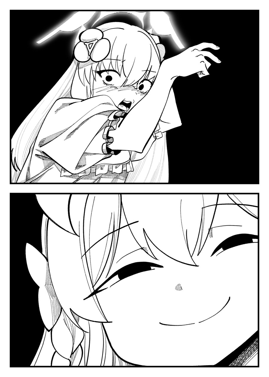 블루아카) 거울을 보며 왓삐 하는 잠옷 사쿠라코.manhwa_2.png