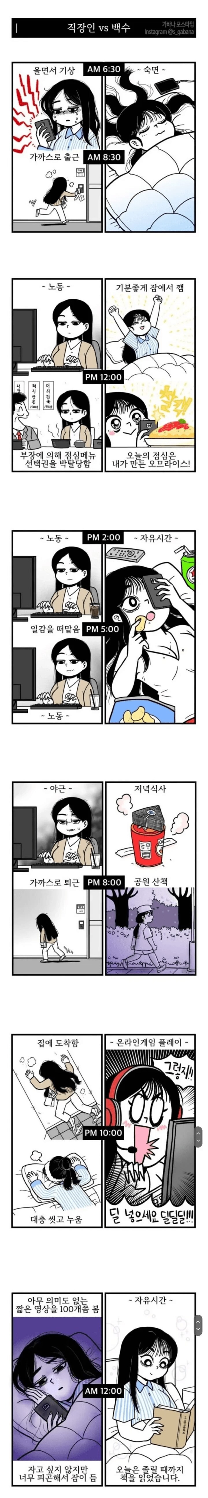 직장인 vs 백수 하루일과 차이_1.png