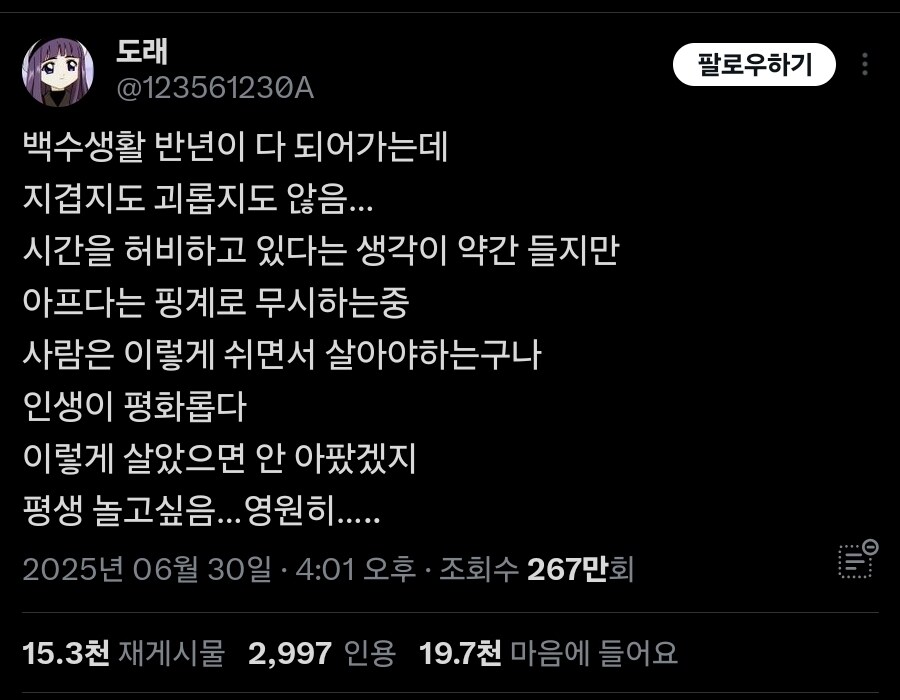 백수 반년. 지겹지도 괴롭지도 않다_1.jpg