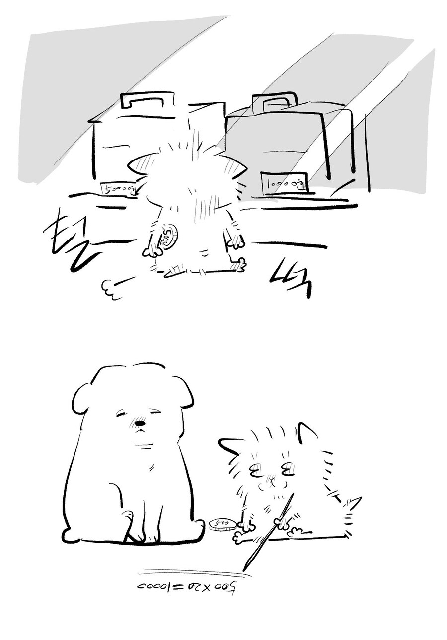 강쥐랑 아깽이가 돈 모아서 케이크 사는 만화_2.jpg