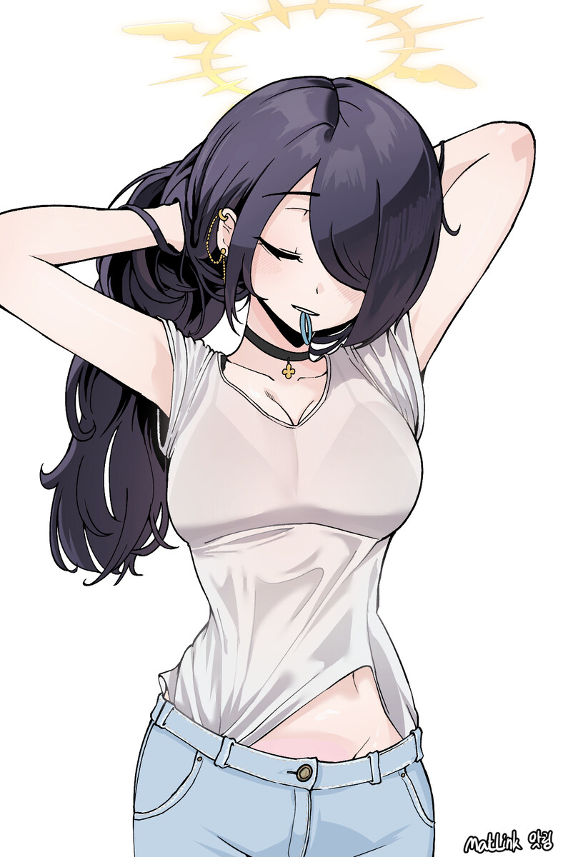블루아카) 머리묶는척 끼부리는 히나타_1.jpg