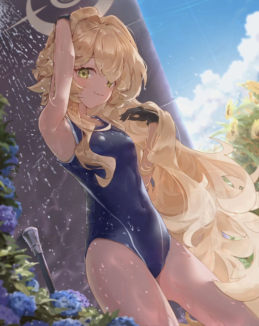 블루아카) 수영복 위로 물뿌리는 교수님_1.jpg