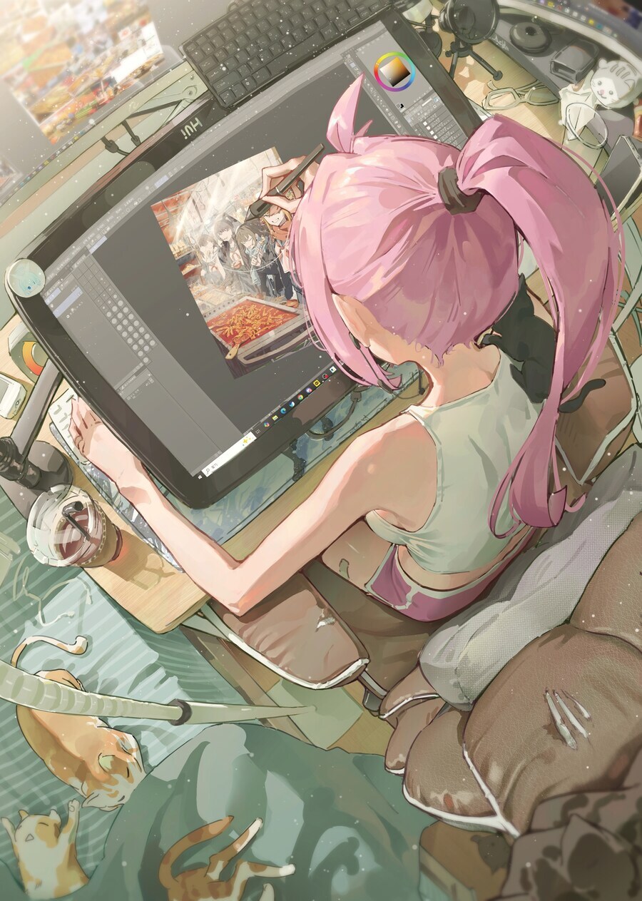 즐겁게 사는 분홍머리 거유 자취녀_6.jpg