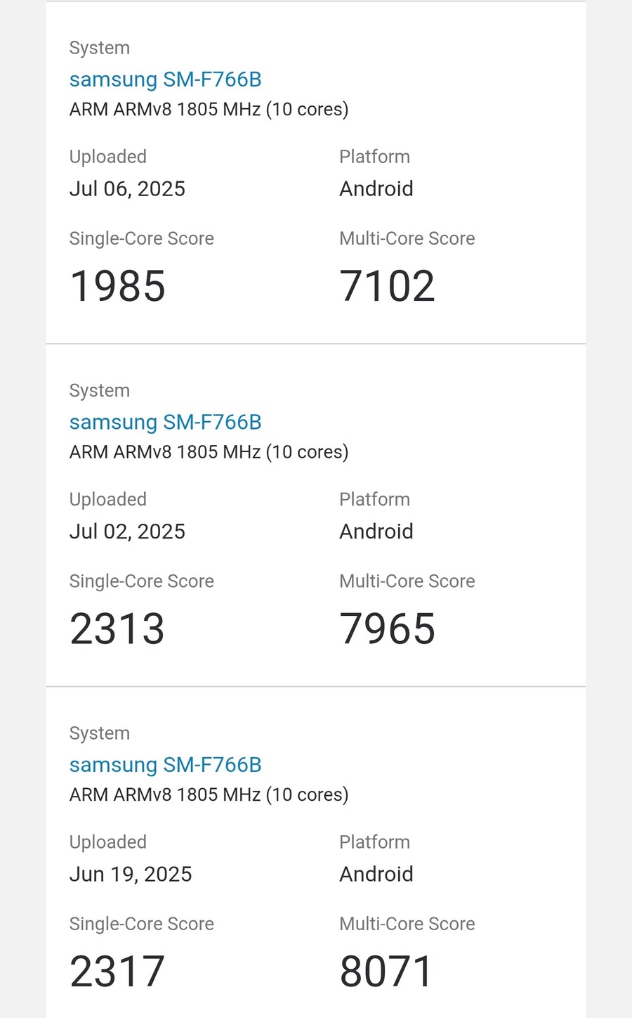 갤럭시Z플립7, 엑시노스 2500 최근 긱벤치 점수_1.jpg