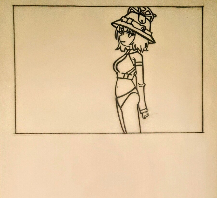 블루아카이브)수영복 사키랑 수영복 미야코 만화 그리는중인데 수사키 밑그림 완성한거_1.jpg