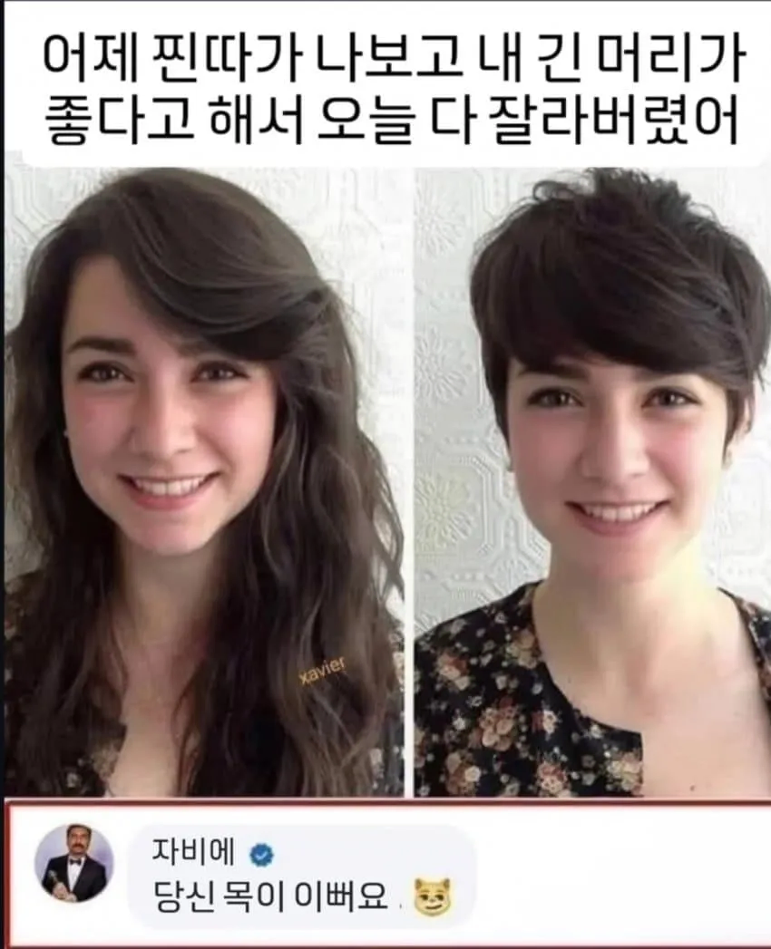 어제 찐따가 내 긴 머리가 좋다길래 오늘 다 잘랐어.jpg_1.webp