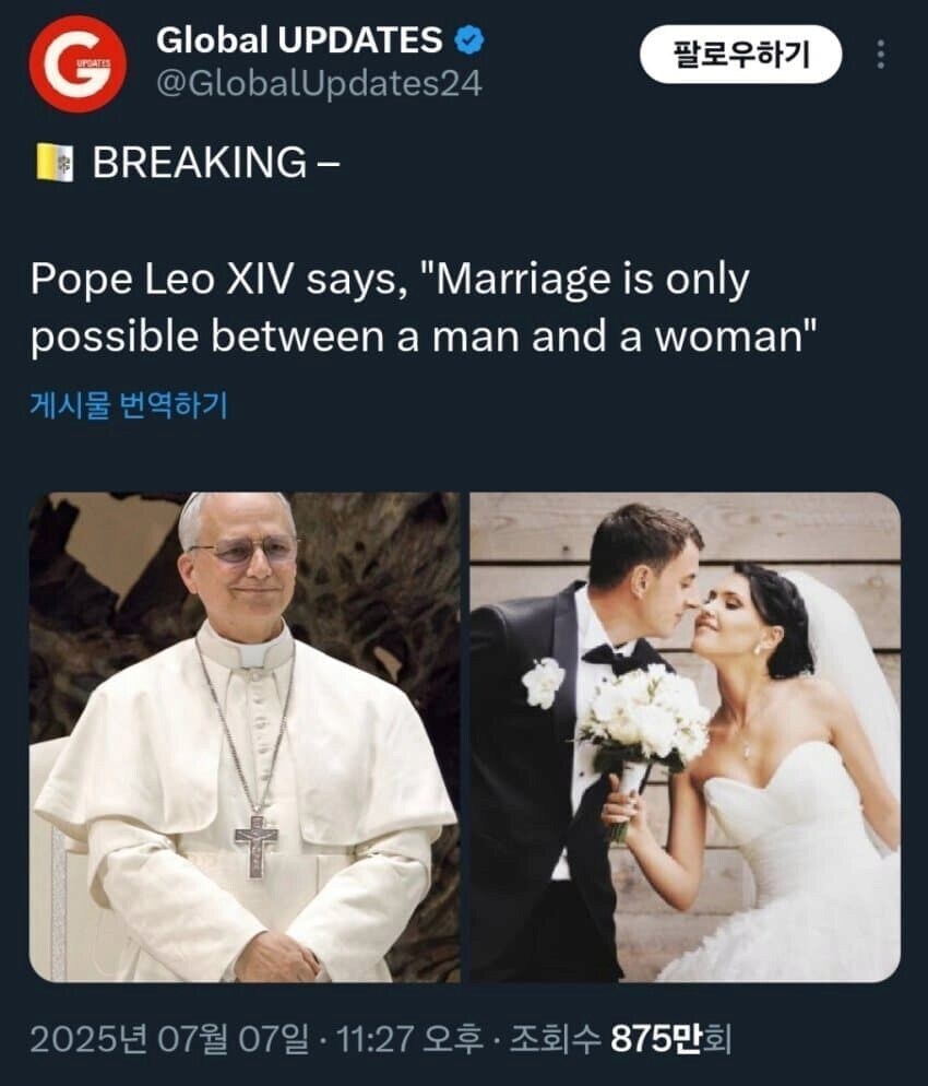 교황 결혼은 남성과 여성만 할 수 있다 발언에서 궁금해진게._1.jpg