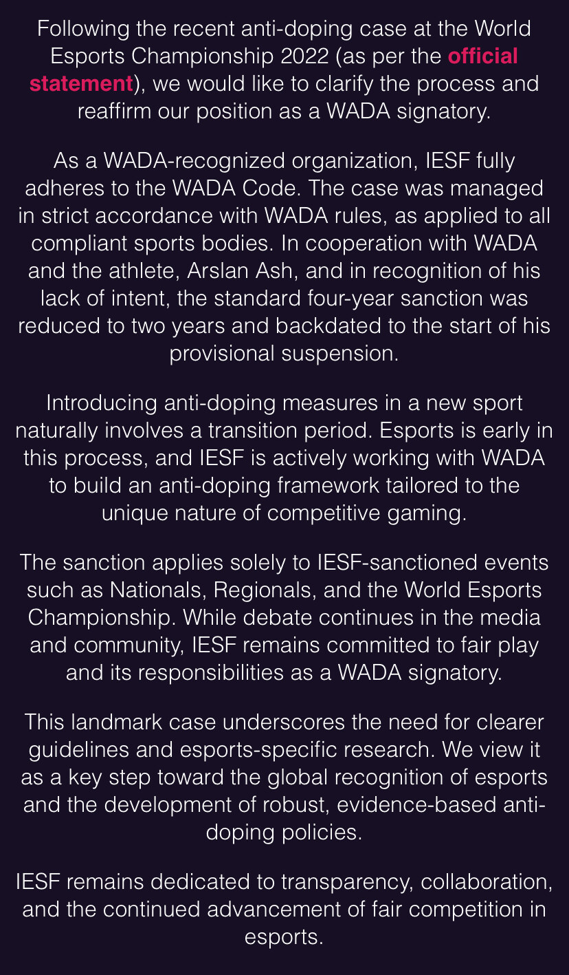 E스포츠)최근 도핑사건에 대한 IESF(징계기관) 입장_1.jpg