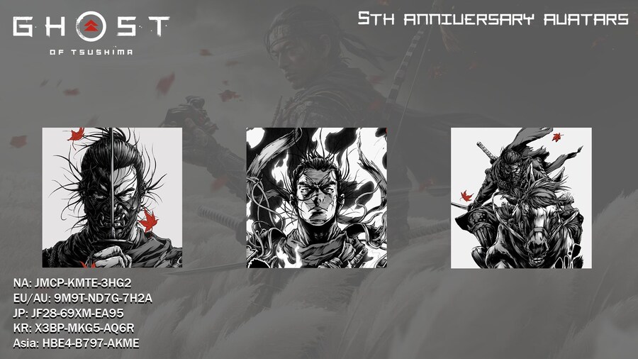 고스트 오브 쓰시마 5주년 기념 PSN 아바타 무료 배포_1.jpg