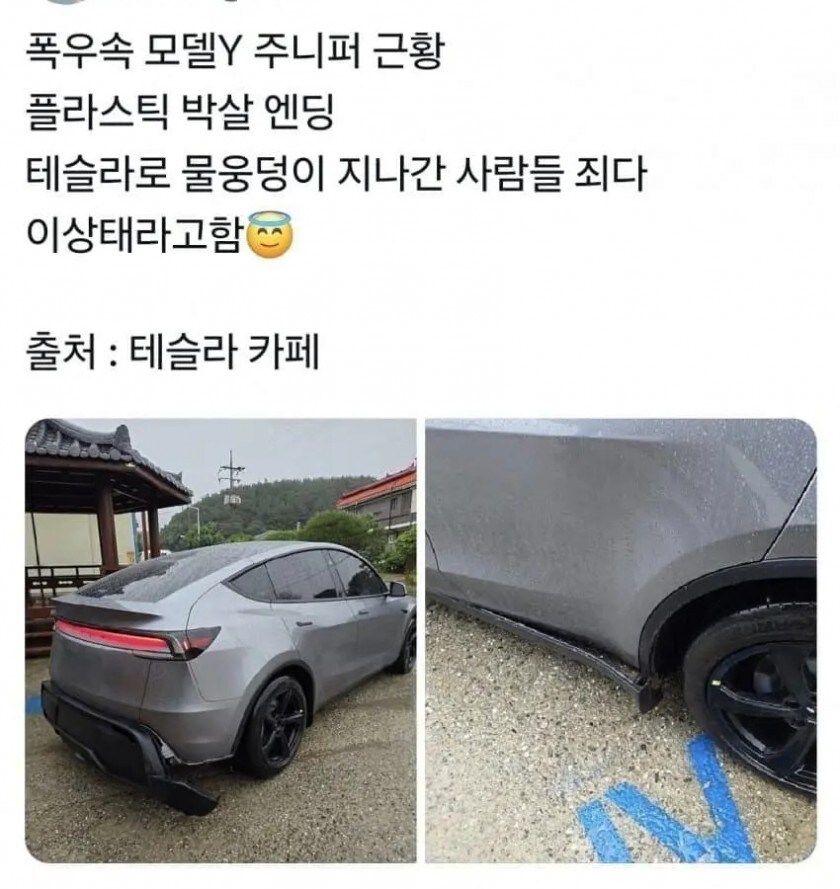 폭우 홍수 사태 한국 테슬라 오너들 근황_1.jpg