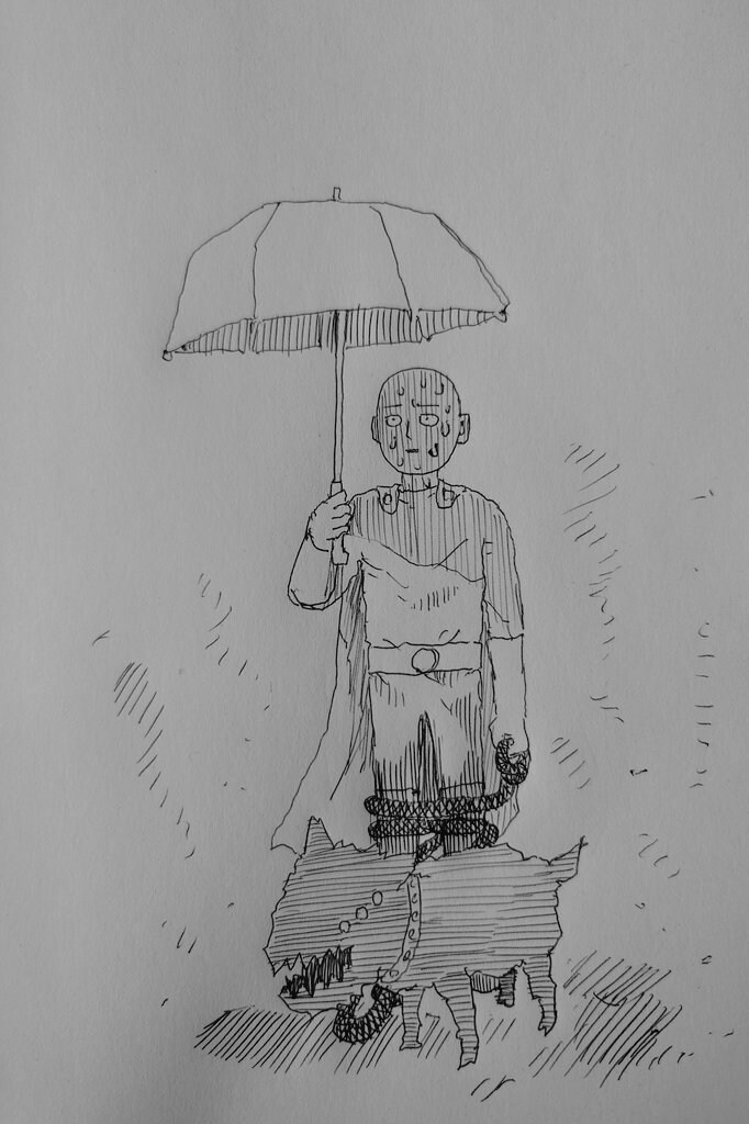 원(원펀맨원작가)이그린 양산쓰고 산책하는 사이타마_1.jpg