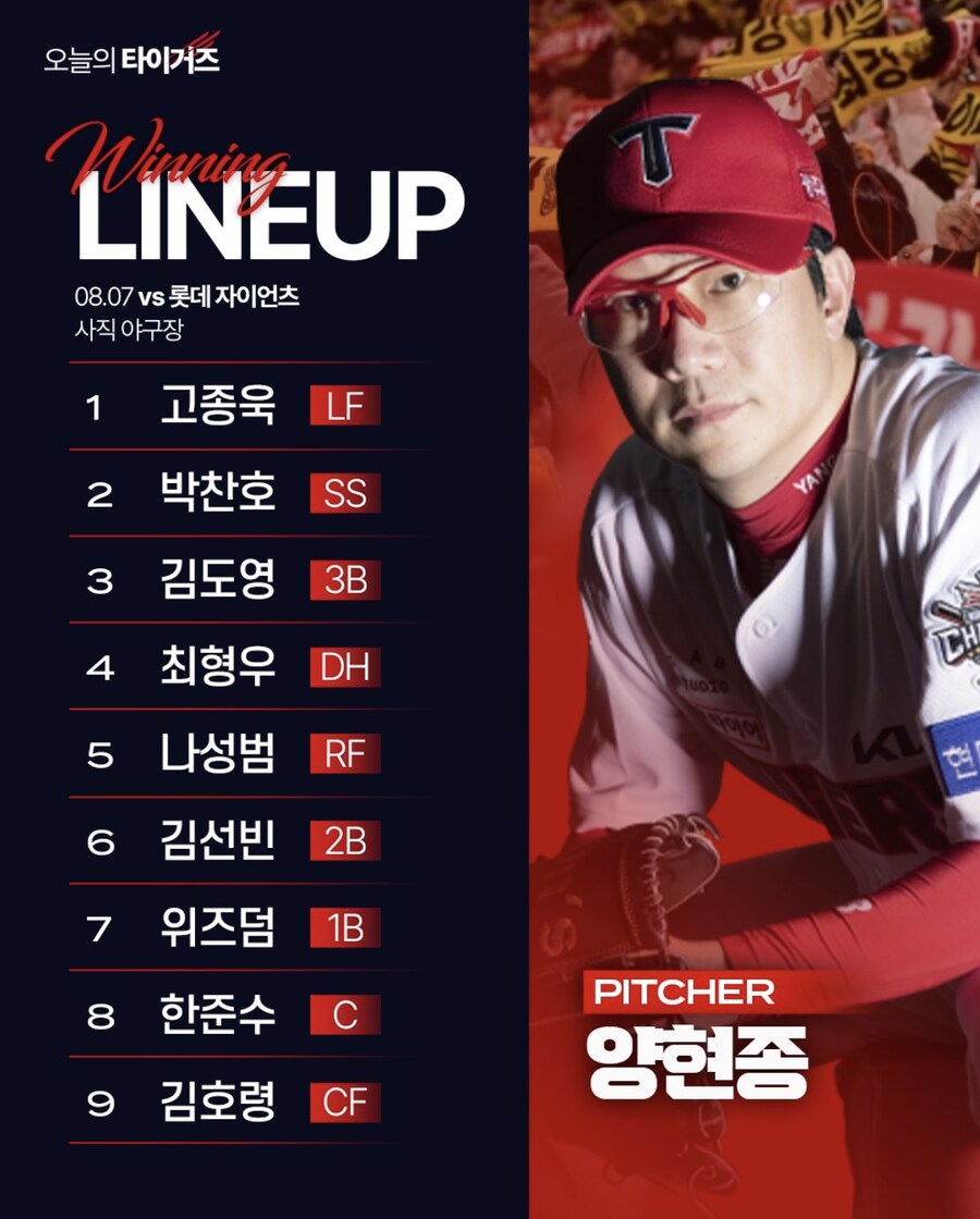 8월 7일 목 / 기아 vs 롯데 / 기아 라인업_1.jpg