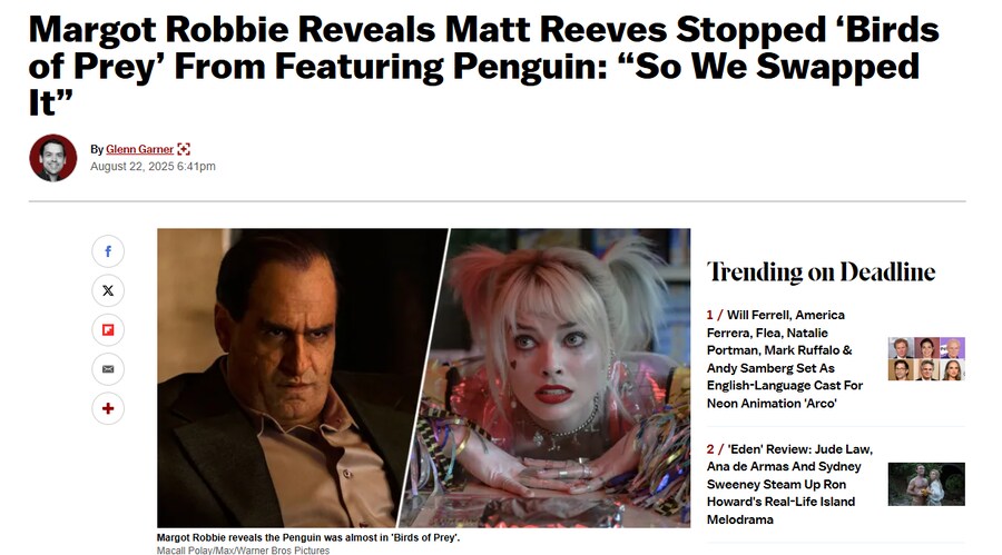 DCEU)마고 로비 "버즈 오브 프레이 원래 빌런은 펭귄"_1.png