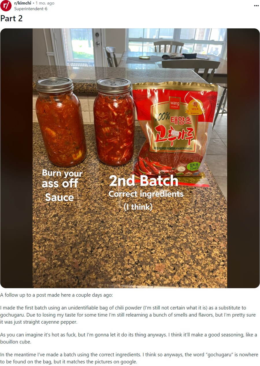 정체 모를 고춧가루로 김치를 만든 레딧인_1.png