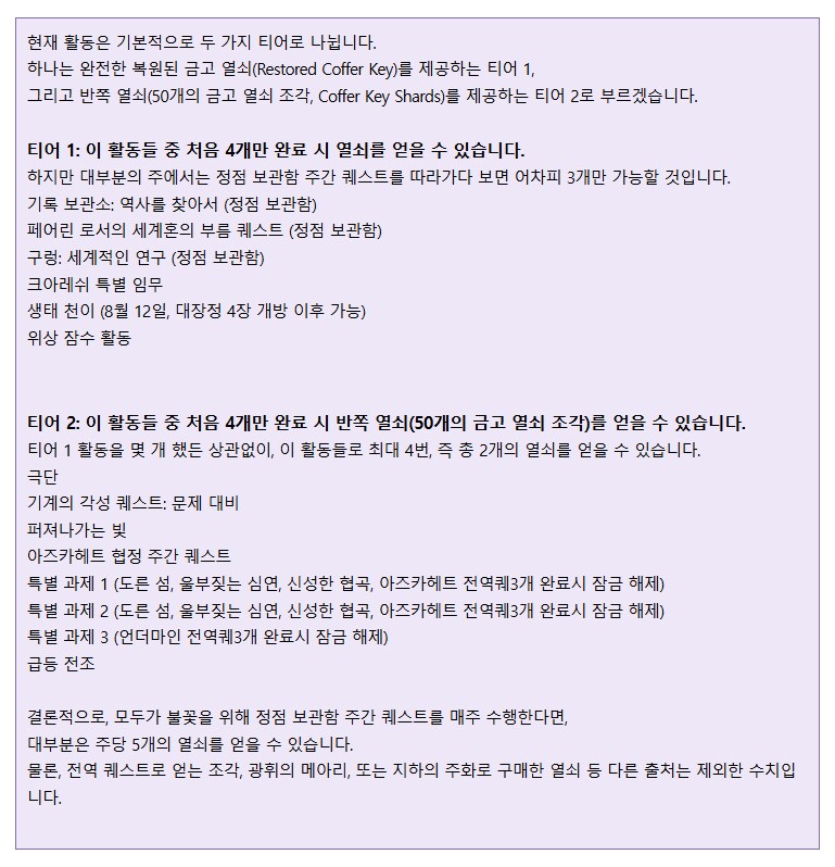 와우인벤 발) 복원된 금고 열쇠 수급처 정리_1.png