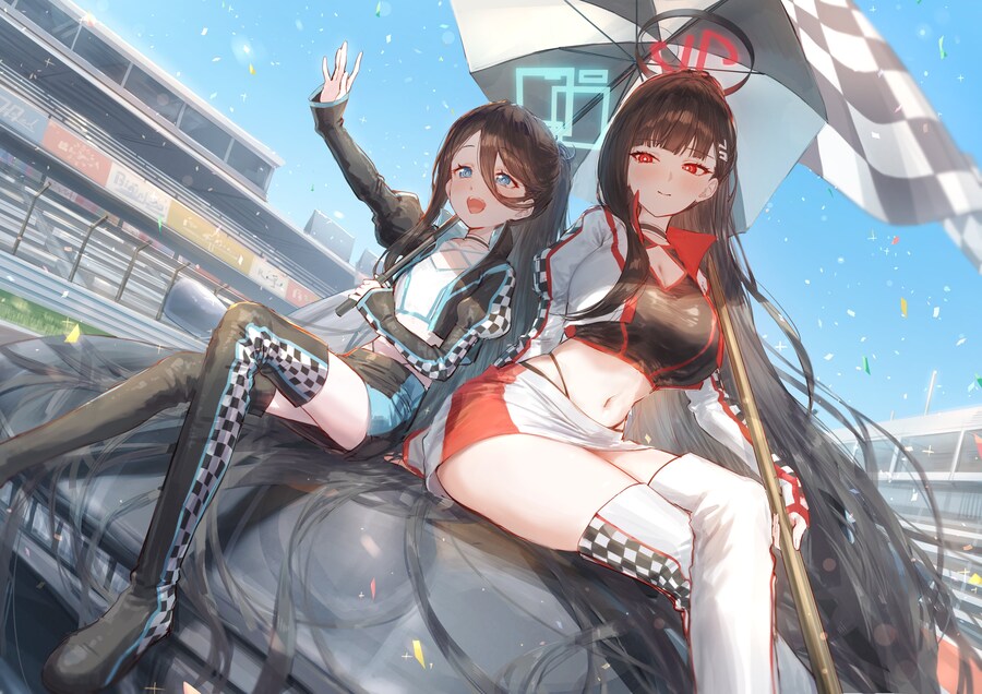 (블루아카) 레이싱걸 아리스와 리오_1.jpg