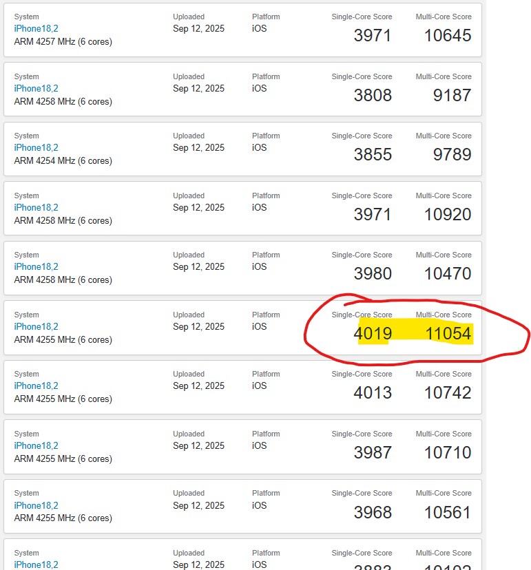 아이폰 17 프로 맥스,긱벤치6 싱글 4,000 멀티 11,000 기록_2.png