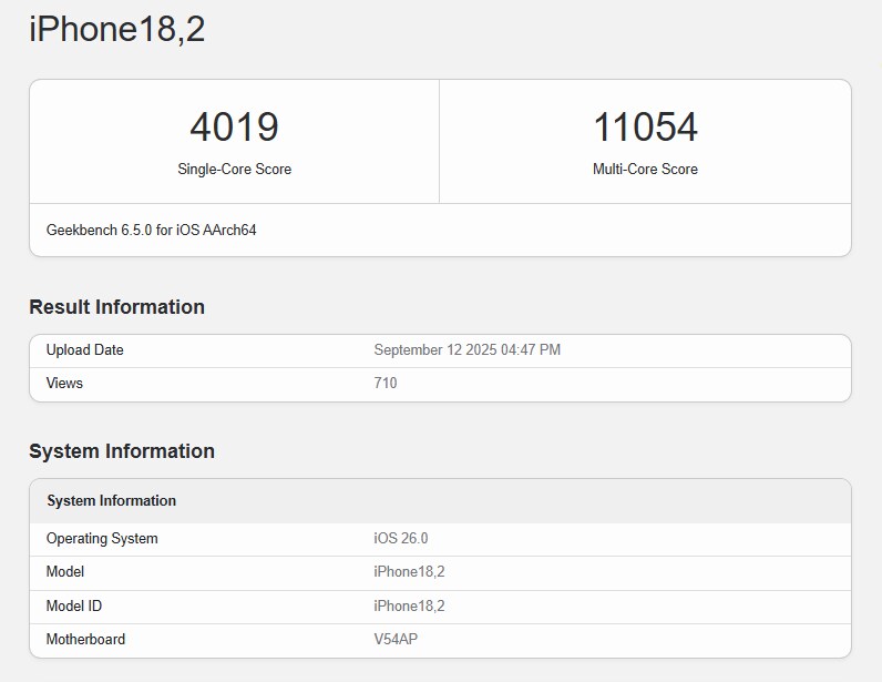 아이폰 17 프로 맥스,긱벤치6 싱글 4,000 멀티 11,000 기록_1.png