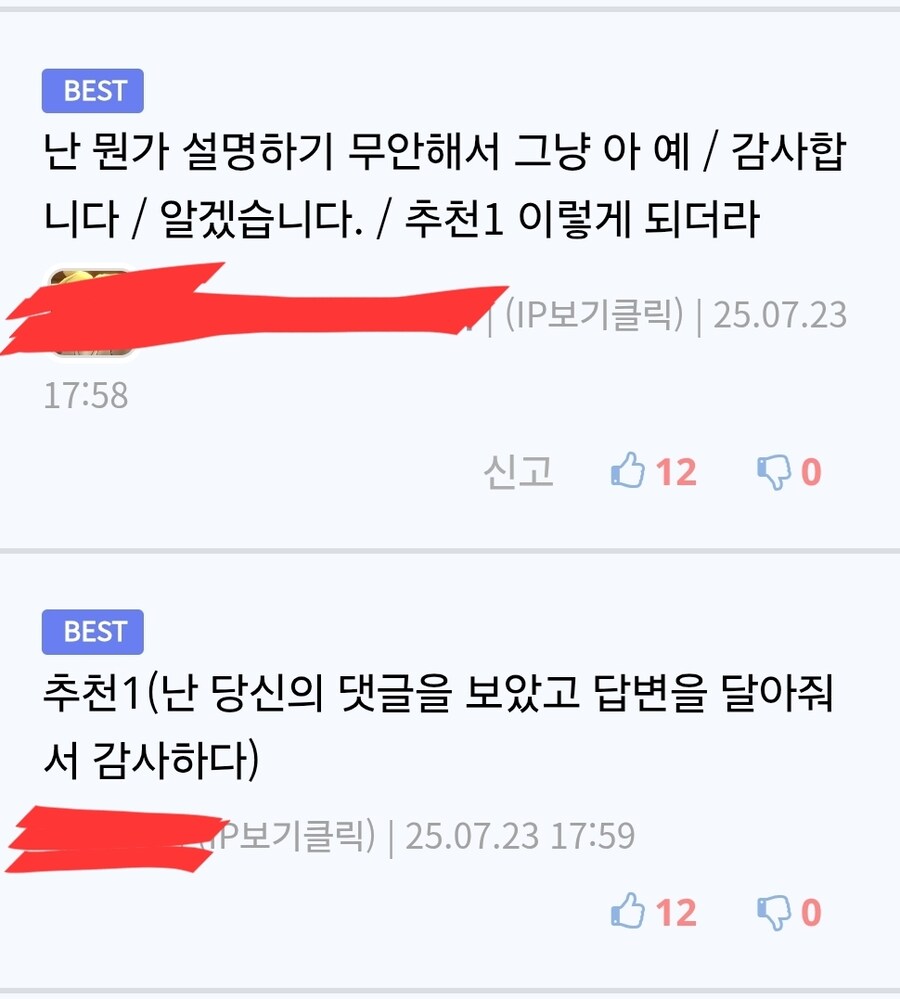 대댓글에 달린 추천1의 의미jpg