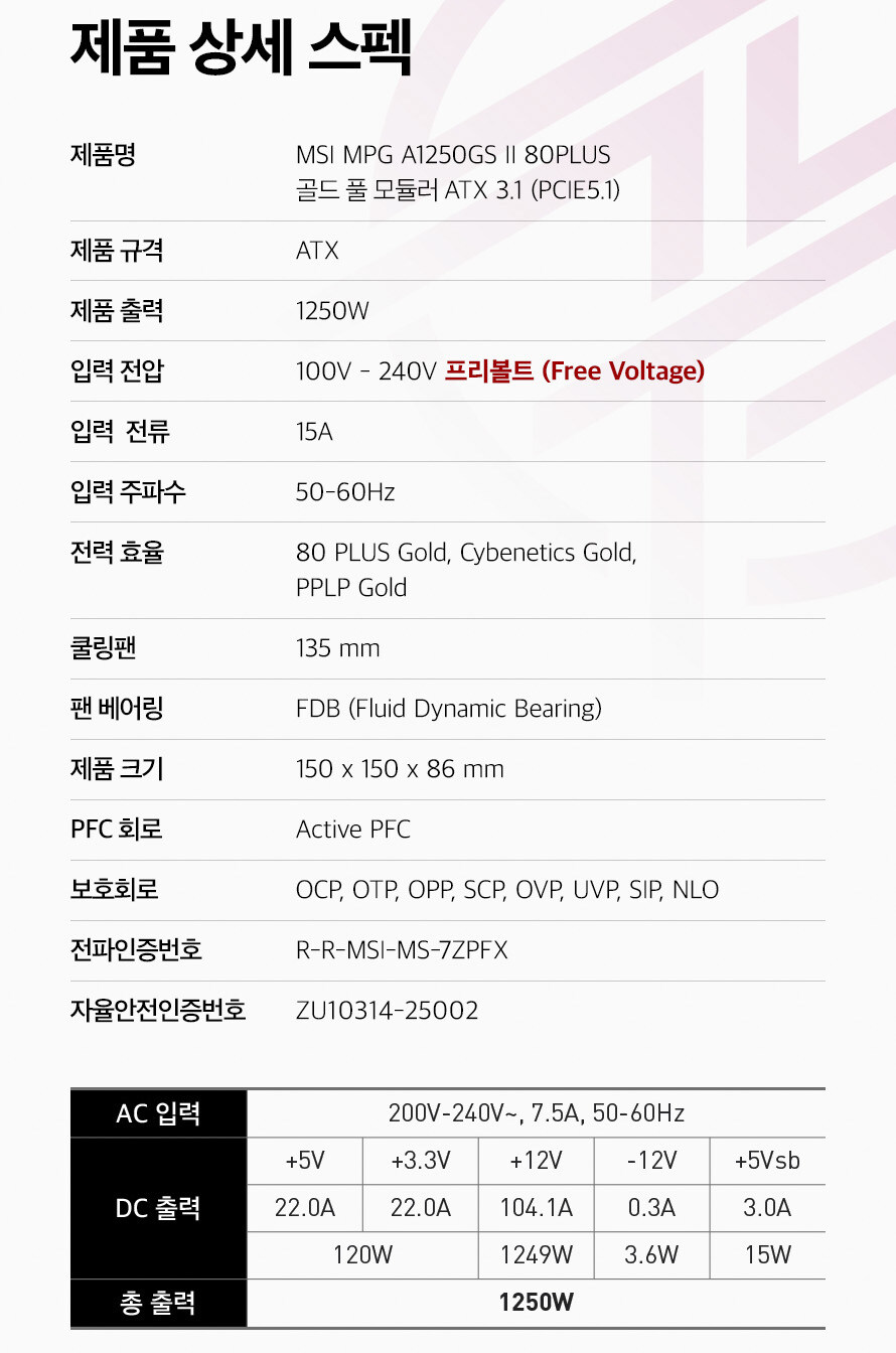 MSI MPG A1250GS II 80PLUS 골드 풀모듈러 파워서플라이_6.jpg