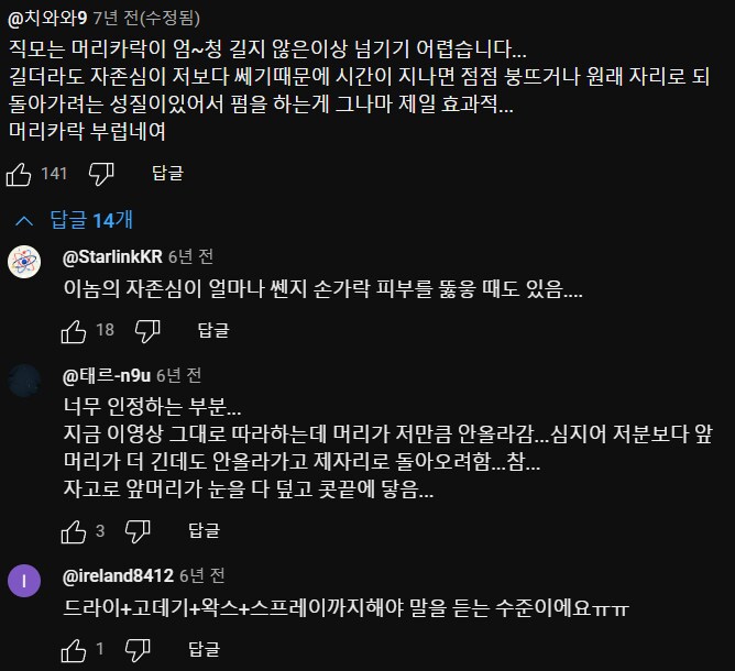 헤어스타일링 하는 방법 소개에 달린 댓글_6.png