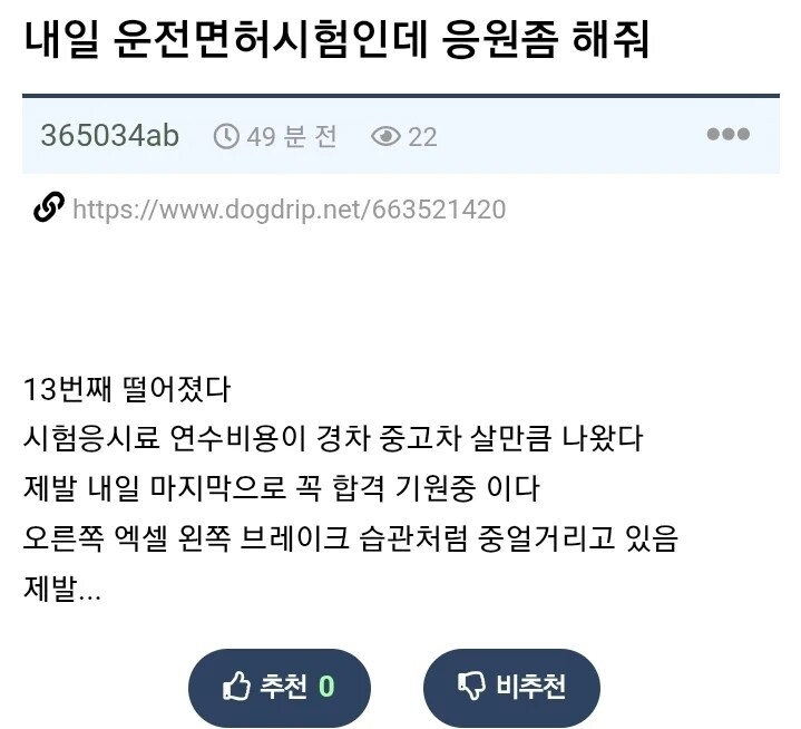 운전면허 시험 응원좀 해줘_1.png