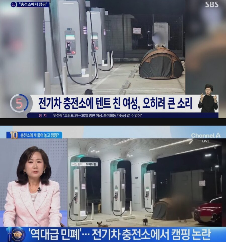 뉴스탄 전기차 충전소 캠핑 강아지 민폐녀 논란 반전_2.png