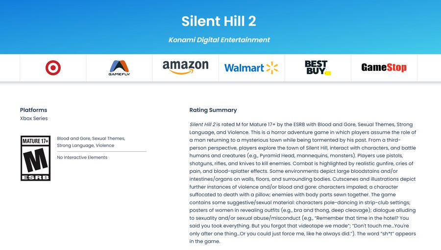XS판 사일런트 힐 2 리메이크 미국 ESRB에서 심의 통과 확인_1.png