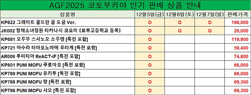 AGF 2025 베스X하비 부스 인기 판매상품 안내_1.png