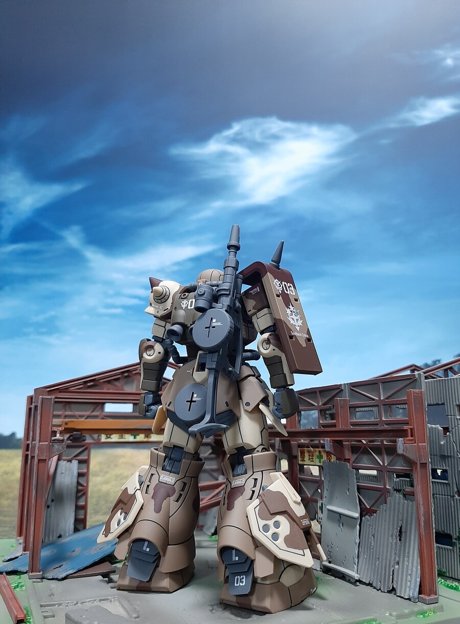 [아크릴 컬러 붓칠] 서던크로스 얼룩 자쿠 5체 모두 완료, 집합!_3.jpg