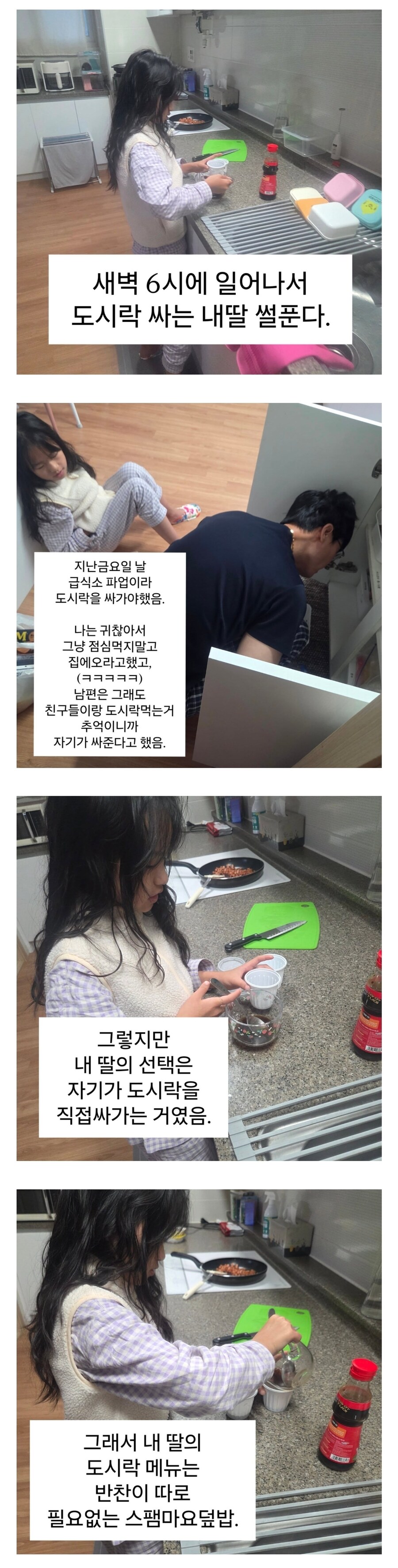 급식 파업으로 새벽 6시에 일어나서 도시락 싼다는 딸래미_1.jpg