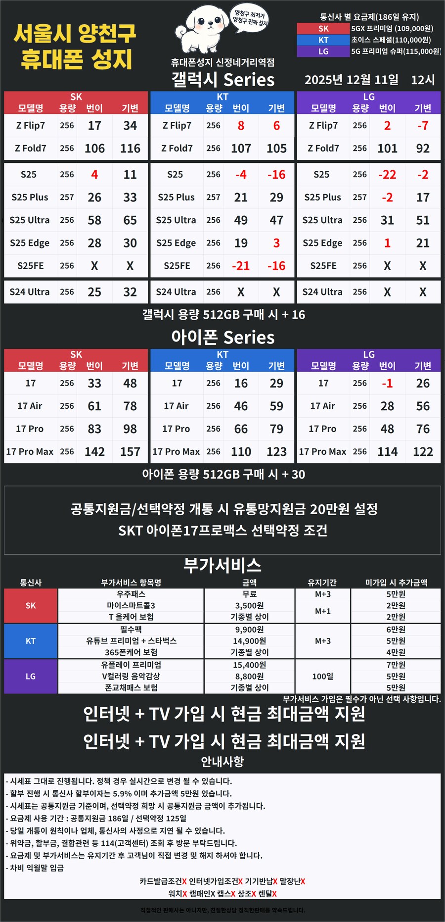 [서울] 양천구 휴대폰성지 12월 11일 시세표【카드X】【반납X】_1.png