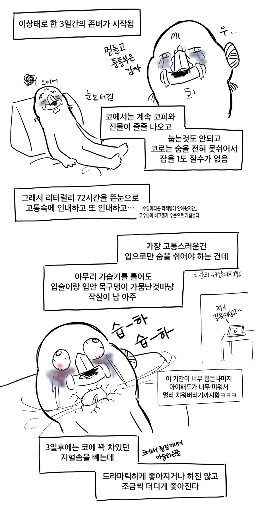 아이패드에 맞아서 코뼈 골절 수술받은 만화_9.jpg