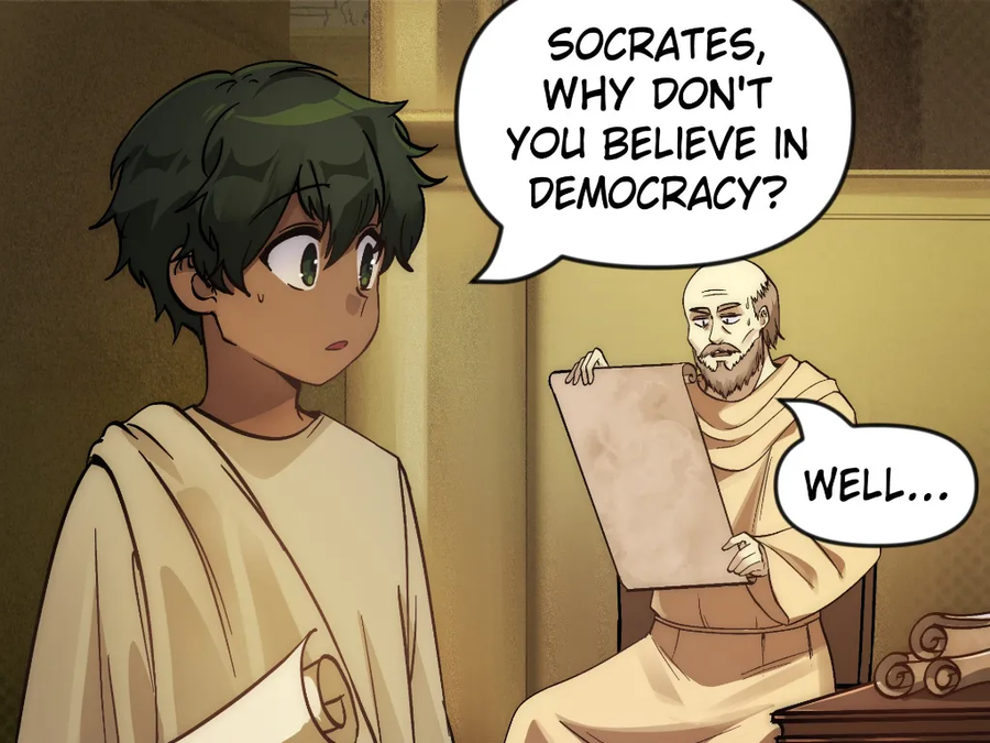 소크라테스와 민주주의와 보추 만화_1.webp