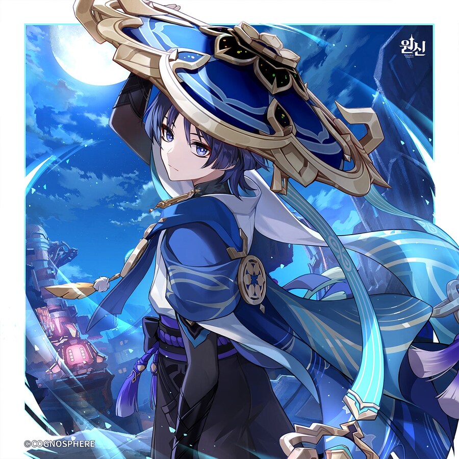 원신 | 방랑자 생일 일러스트, 티바트 스타일·코스튬 PV - 깊고 아름다운 밤_1.jpg