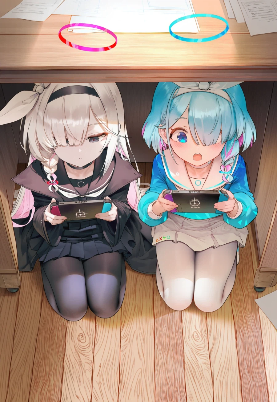 블루아카,ai) 아로프라 책상 아래에서.ai_2.webp