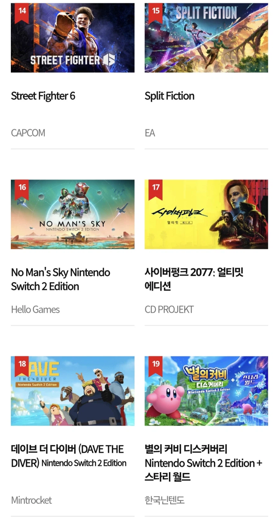 한국닌텐도, 2025년 닌텐도 스위치 2 연간 다운로드 랭킹_5.webp