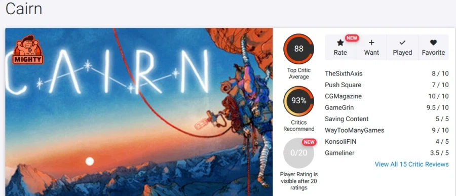 생존 등반 시뮬레이션 "케언" 오픈크리틱 등재_1.webp