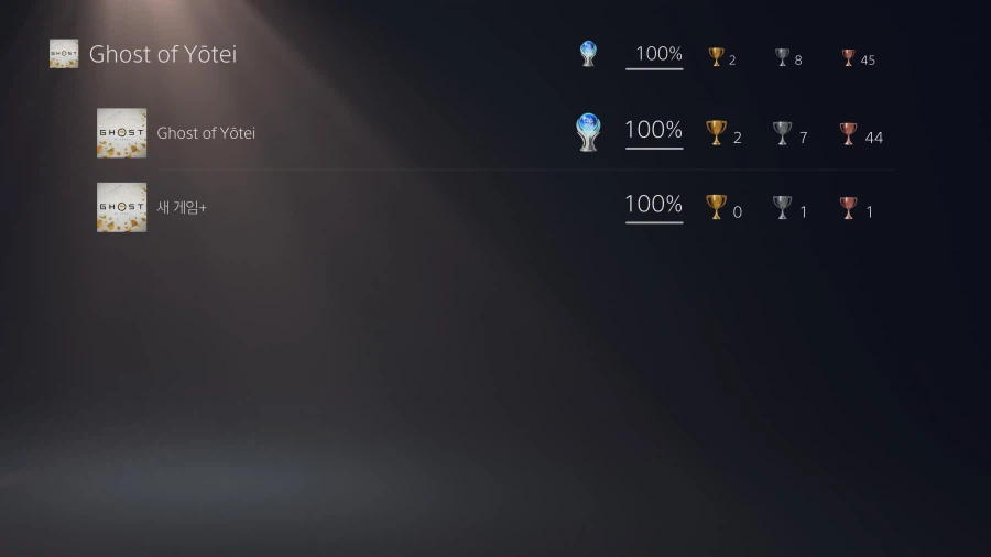 (노스포) 새게임+ 2회차 트로피 100% 달성_1.webp