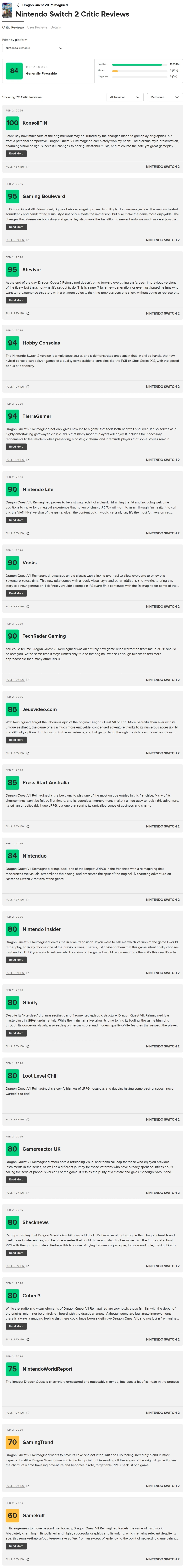 드래곤 퀘스트 7 리이매진드 NS2 메타크리틱 등재 및 닌텐도 라이프 리뷰_1.webp