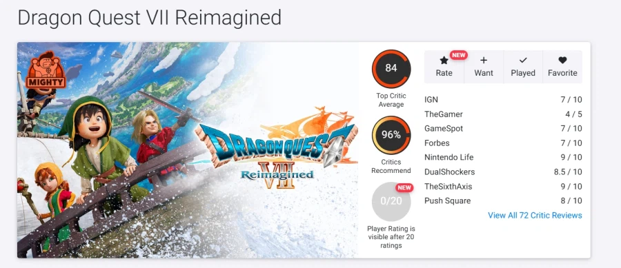 드래곤 퀘스트 7 리이매진드 NS2 메타크리틱 등재 및 닌텐도 라이프 리뷰_2.webp
