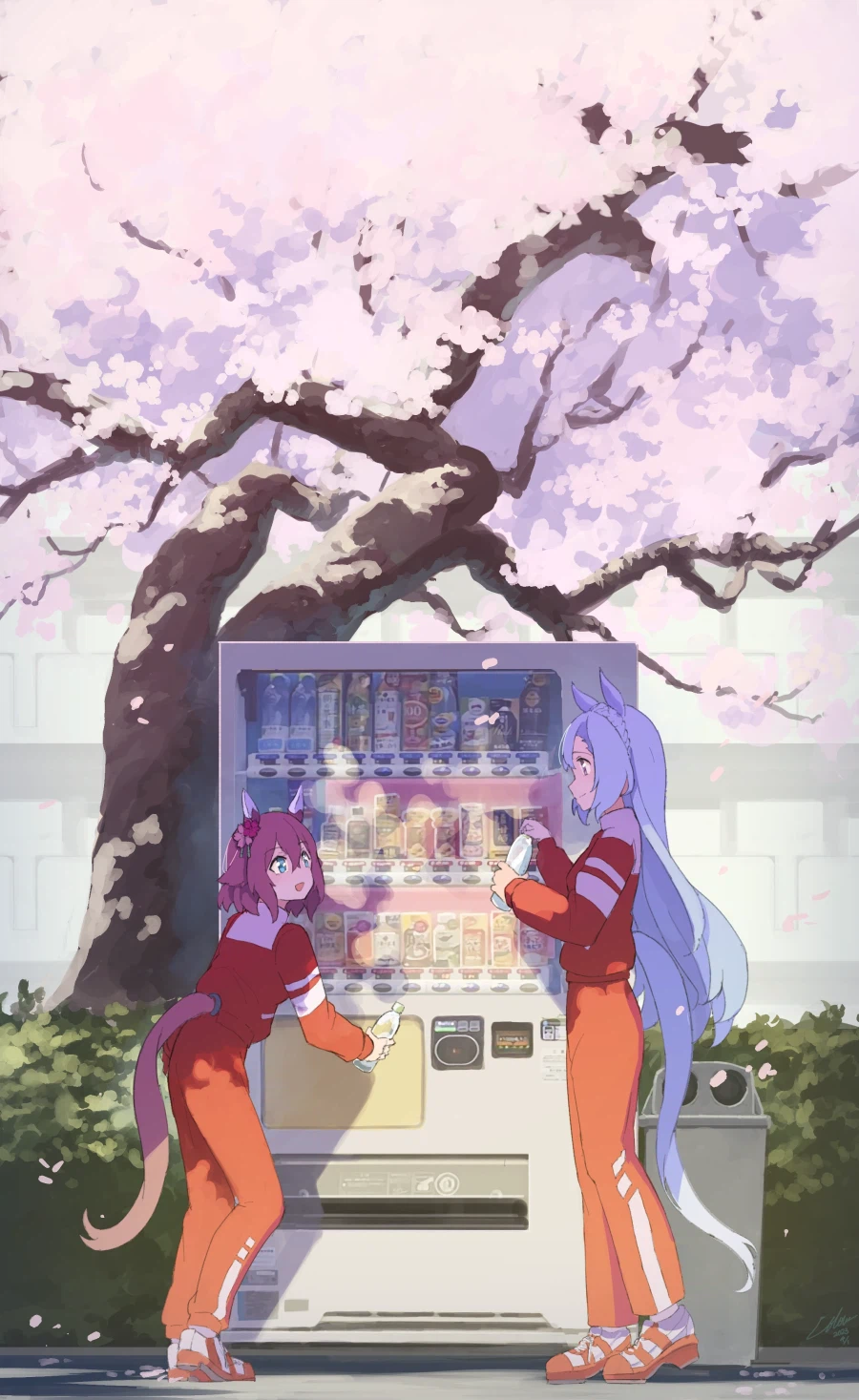 [말딸] 벚꽃 나무 아래의 아르당과 치요노 오_1.webp