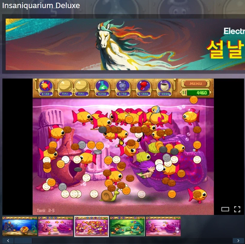 [스팀]Insaniquarium(물고기키우기) 80% 할인 ₩1,000_1.webp