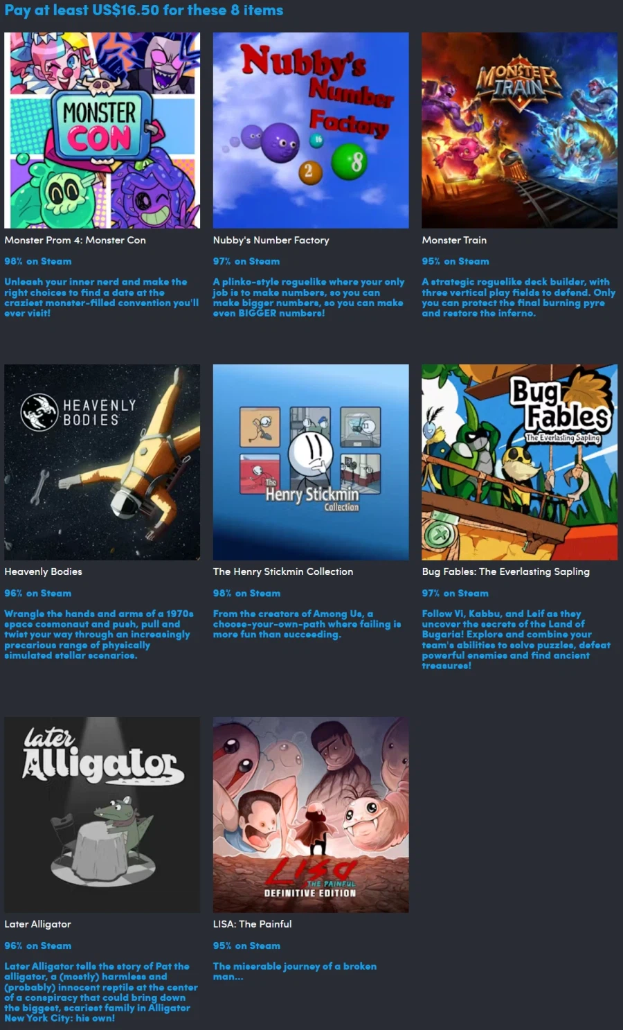 [험블번들] 압도적으로 긍정적 번들 / 8개 $16.50_2.webp